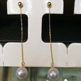 AAA round pearl dangle earring 18k gold