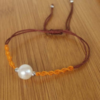 NEW Wholesale 20 PCS Genuine Fresh Water Pearl 8-9mm Handcraft Braided Bracelets Various Colours Cord