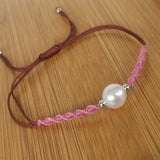 NEW Wholesale 20 PCS Genuine Fresh Water Pearl 8-9mm Handcraft Braided Bracelets Various Colours Cord