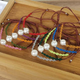 NEW Wholesale 20 PCS Genuine Fresh Water Pearl 8-9mm Handcraft Braided Bracelets Various Colours Cord