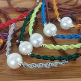 NEW Wholesale 20 PCS Genuine Fresh Water Pearl 8-9mm Handcraft Braided Bracelets Various Colours Cord