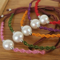 NEW Wholesale 20 PCS Genuine Fresh Water Pearl 8-9mm Handcraft Braided Bracelets Various Colours Cord