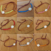 NEW Wholesale 20 PCS Genuine Fresh Water Pearl 8-9mm Handcraft Braided Bracelets Various Colours Cord