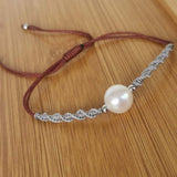 NEW Wholesale 20 PCS Genuine Fresh Water Pearl 8-9mm Handcraft Braided Bracelets Various Colours Cord