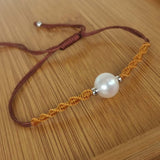 NEW Wholesale 20 PCS Genuine Fresh Water Pearl 8-9mm Handcraft Braided Bracelets Various Colours Cord