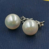 Gorgeous 7-8mm round silver Akoya pearl earring sterling silver studs