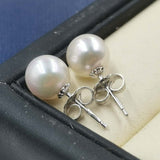 Gorgeous 7-8mm round silver Akoya pearl earring sterling silver studs