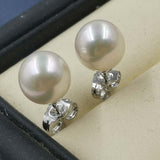 Gorgeous 7-8mm round silver Akoya pearl earring sterling silver studs