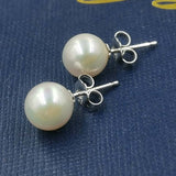 Gorgeous 7-8mm round silver Akoya pearl earring sterling silver studs