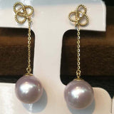 AAA round pearl dangle earring 18k gold