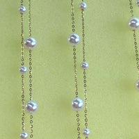 Stunning 2rows G18K Chain FW Akoya Pearl necklace 3mm 5mm