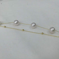 Amazing 8-8.5mm round sea water akoya pearl bracelet G18K