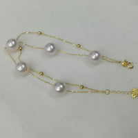 Amazing 8-8.5mm round sea water akoya pearl bracelet G18K