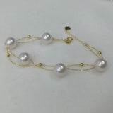 Amazing 8-8.5mm round sea water akoya pearl bracelet G18K