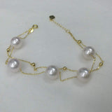 Amazing 8-8.5mm round sea water akoya pearl bracelet G18K