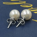 Gorgeous 7-8mm round silver Akoya pearl earring sterling silver studs