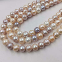 Wholesale 3 Strands Near 10mm Near Round Multi Colours Freshwater Pearl Loose Strings