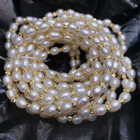 Wholesale 50 strands AAA Real Pearls Bracelets Rice Beads Endless Elastic Style