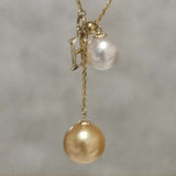 Gorgeous 10mm Gold South Sea Water Pearl Akoya White Pearl Pendant G18K Necklace Wedding Jewellry