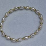 Wholesale 50 strands AAA Real Pearls Bracelets Rice Beads Endless Elastic Style