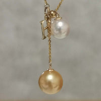 Gorgeous 10mm Gold South Sea Water Pearl Akoya White Pearl Pendant G18K Necklace Wedding Jewellry