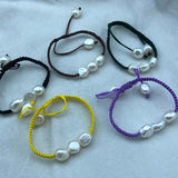 Mixed natural baroque freshwater pearl bracelets handcraft cord can adjust length