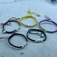 Mixed natural baroque freshwater pearl bracelets handcraft cord can adjust length