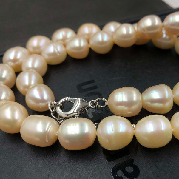 10-11MM Rice Pink Freshwater Pearl Necklace #22010017