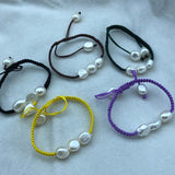 Mixed natural baroque freshwater pearl bracelets handcraft cord can adjust length