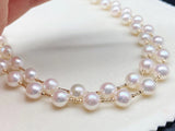 NEW Gorgeous 8mm Round FW Akoya Pearl G18K Gold Necklace White & Gray Women's Wedding Jewellry