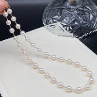 NEW Gorgeous 8mm Round FW Akoya Pearl G18K Gold Necklace White & Gray Women's Wedding Jewellry