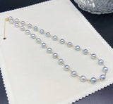 NEW Gorgeous 8mm Round FW Akoya Pearl G18K Gold Necklace White & Gray Women's Wedding Jewellry