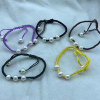 Mixed natural baroque freshwater pearl bracelets handcraft cord can adjust length