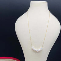 NEW AAA 6mm Round Freshwater Akoya Pearl Pendant G18K Solid Chain Necklace For Women