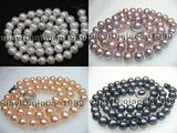 wholesale 10 strands 7-8mm white pink purple black genuine pearl necklace