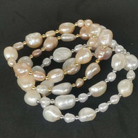 Wholesale Mix Style Genuine Freshwater Pearl Bracelet Stretch Bangle 5-6mm 10-12mm