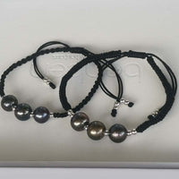 10 Qty Handcraft Cord Knotted Bangle Black Freshwater Pearl Bracelet 8-9mm Lots