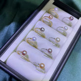 Gorgeous Wholesale 15 PCS Sterling silver Ring rice and button pearl option