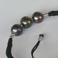 10 Qty Handcraft Cord Knotted Bangle Black Freshwater Pearl Bracelet 8-9mm Lots