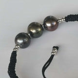 10 Qty Handcraft Cord Knotted Bangle Black Freshwater Pearl Bracelet 8-9mm Lots