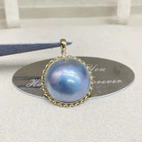 Huge 15-16mm Mabe Sea Water Peartl Pendant G18K Without Chain