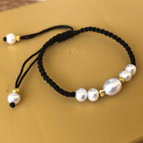 100XPCS 7-8mm Rice Shape Freshwater Pearl Bracelet Handmade Jewelry Chinese Knotted Cord HandCraft For Girls