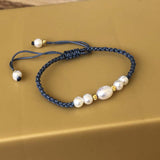 100XPCS 7-8mm Rice Shape Freshwater Pearl Bracelet Handmade Jewelry Chinese Knotted Cord HandCraft For Girls