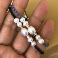 100XPCS 7-8mm Rice Shape Freshwater Pearl Bracelet Handmade Jewelry Chinese Knotted Cord HandCraft For Girls