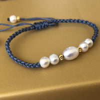 100XPCS 7-8mm Rice Shape Freshwater Pearl Bracelet Handmade Jewelry Chinese Knotted Cord HandCraft For Girls