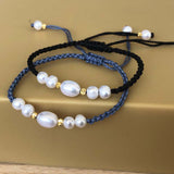 100XPCS 7-8mm Rice Shape Freshwater Pearl Bracelet Handmade Jewelry Chinese Knotted Cord HandCraft For Girls