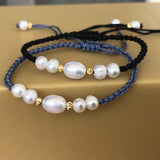 100XPCS 7-8mm Rice Shape Freshwater Pearl Bracelet Handmade Jewelry Chinese Knotted Cord HandCraft For Girls