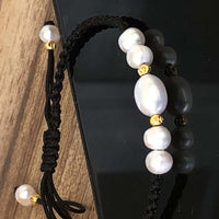 100XPCS 7-8mm Rice Shape Freshwater Pearl Bracelet Handmade Jewelry Chinese Knotted Cord HandCraft For Girls