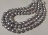 Wholesale 3 Strands 9-12mm Gray Kasumi Freshwater Pearl Loose Strings