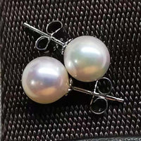 Gorgeous 7-8mm round silver Akoya pearl earring sterling silver studs